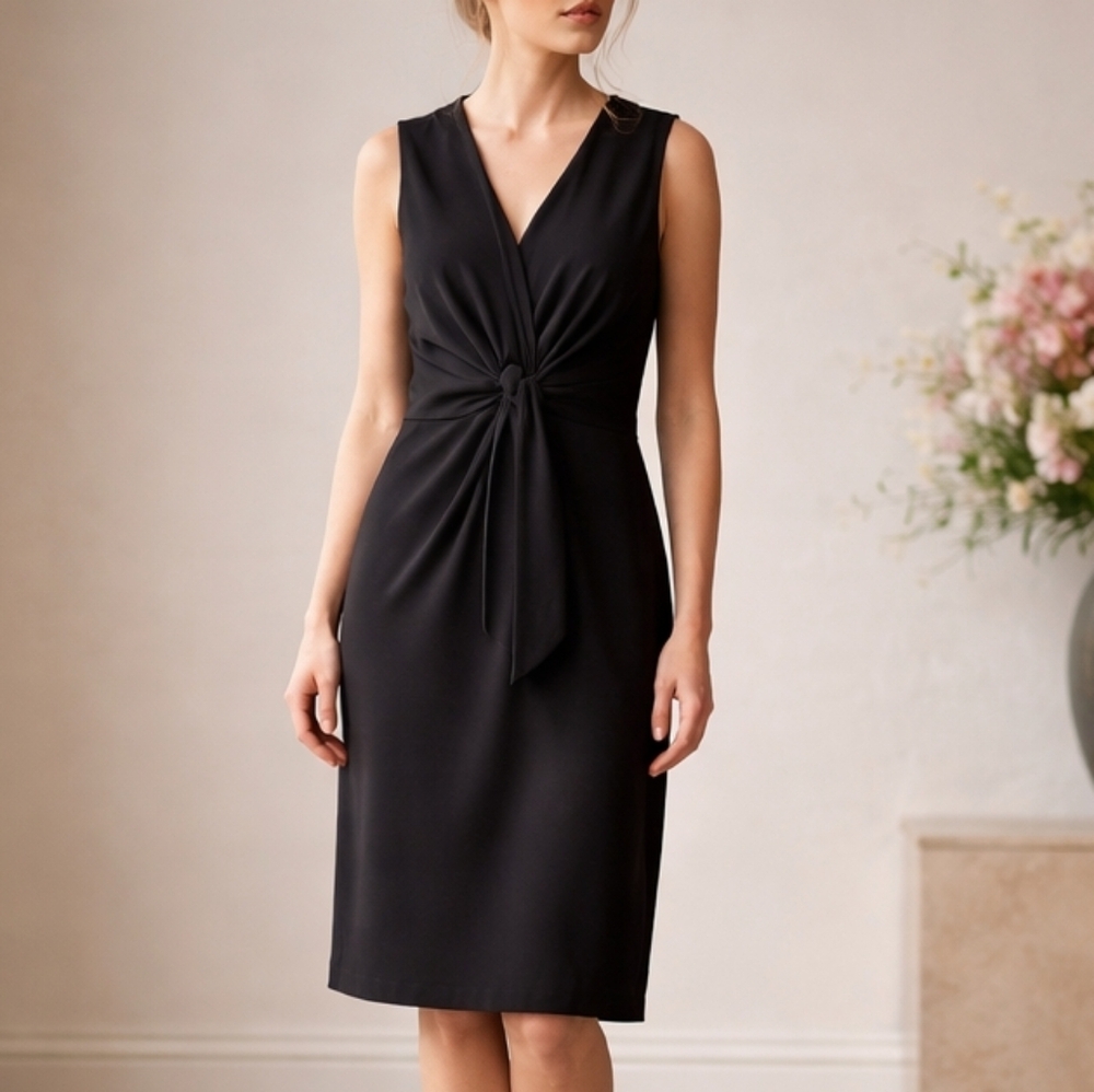 New York & Co  Black Sleeveless Front knot tie Dress